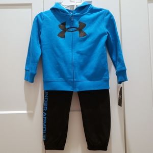UNDER ARMOUR UA Symbol Sweatsuit, Full Zip Hoodie + Pant Set, Toddler Boys Sz 4
